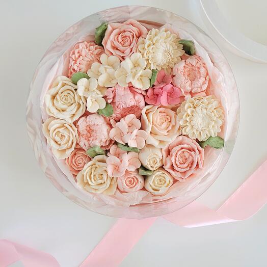 Нежный букет из зефира в коробке подарок  маме, коллеге, бабушке