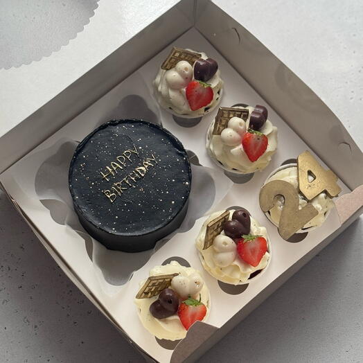 Бенто торт и капкейки «happy birthday 24