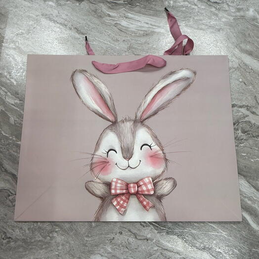 Пакет подарочный с милым зайкой 50/40