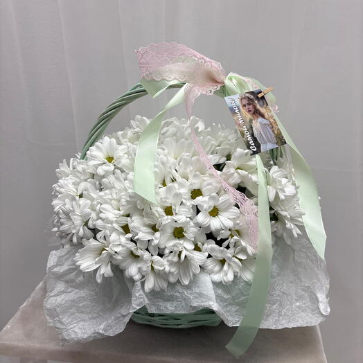 Корзина с ромашками 💚🤍💚