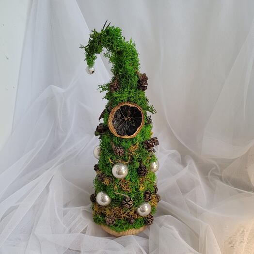 Декоративная елочка из мха подарок новый год