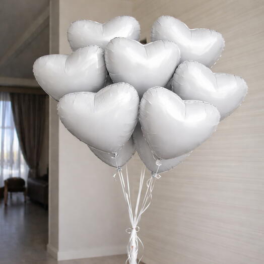 Білі фольговані кульки-серця