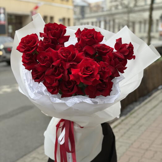 Монобукет з червоних французьких троянд