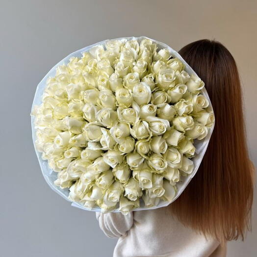 Букет 101 белая роза подарок девушке