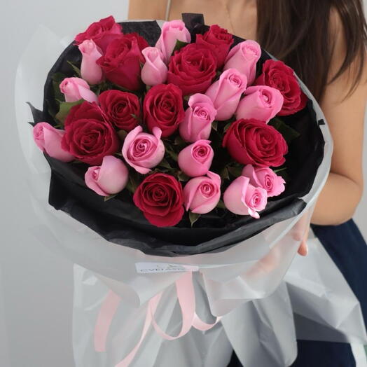 Қызыл-қызғылт Микс 25 раушан