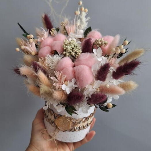 Сухоцветы композиция "СЕРДЕЧНЫЙ ПРИВЕТ"