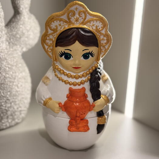 Шкатулка матрешка с самоваром