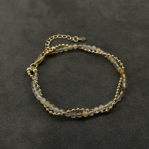 Браслет из рутилового кварца с цепочкой