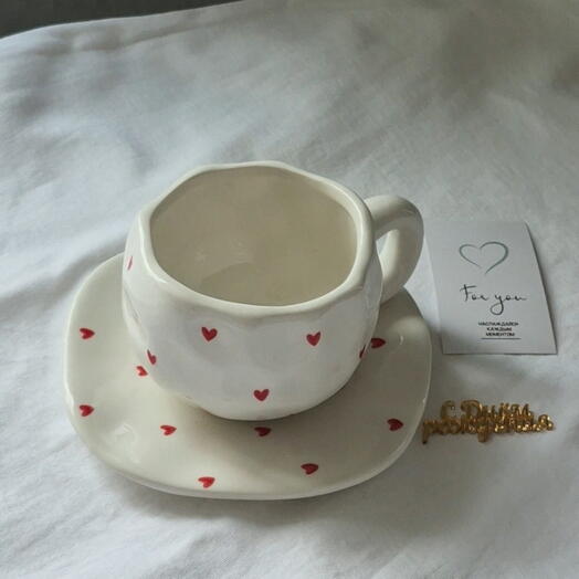 Керамическая кружка и блюдце *1 8 марта