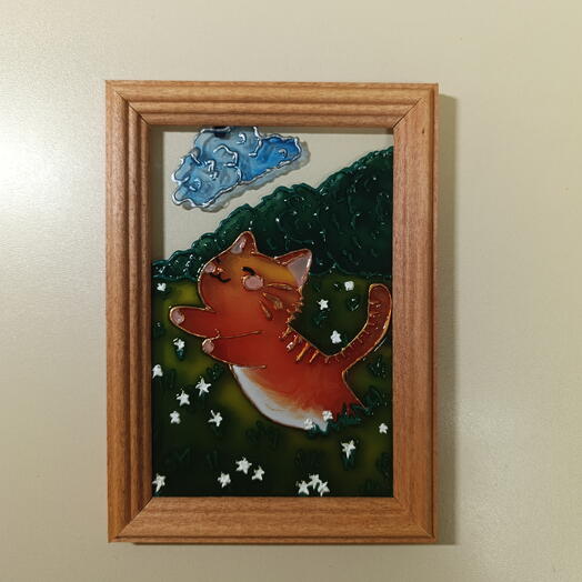 Витраж рыжий кот 10×15