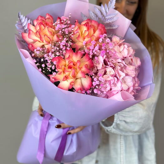 ‼️АКЦИЯ‼️ Букет из французских роз и гортензии 😍