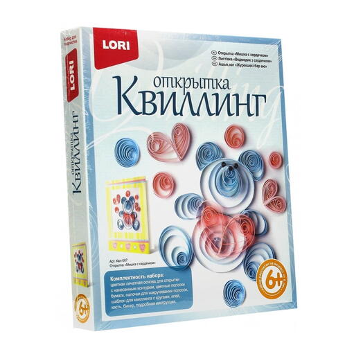 Квиллинг открытка LORI Мишка с сердечком