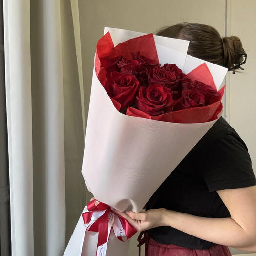 Букет  🌹 Длинные Красные Розы Премиум 9 шт