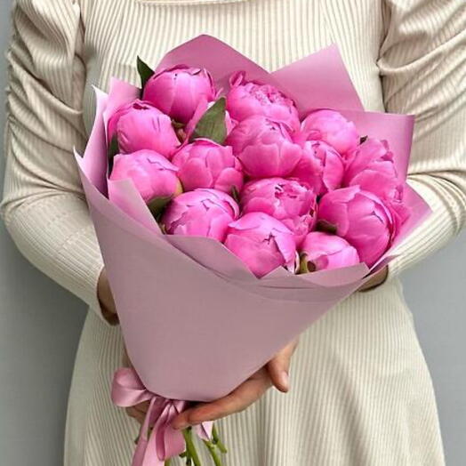 Букет малиновых пионов 15 шт💗