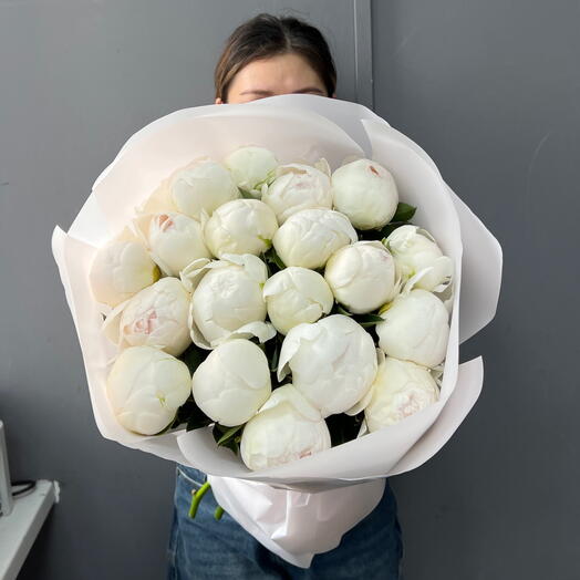 Белые пионы 19 шт (0006) peony 🤍