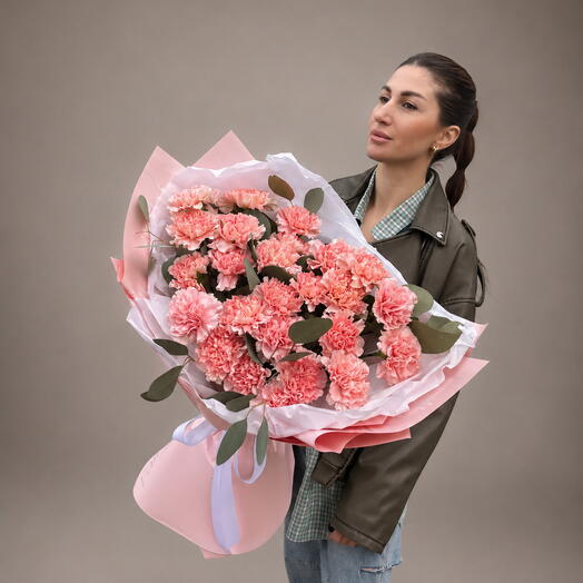 Букет из 25 розовых диантусов