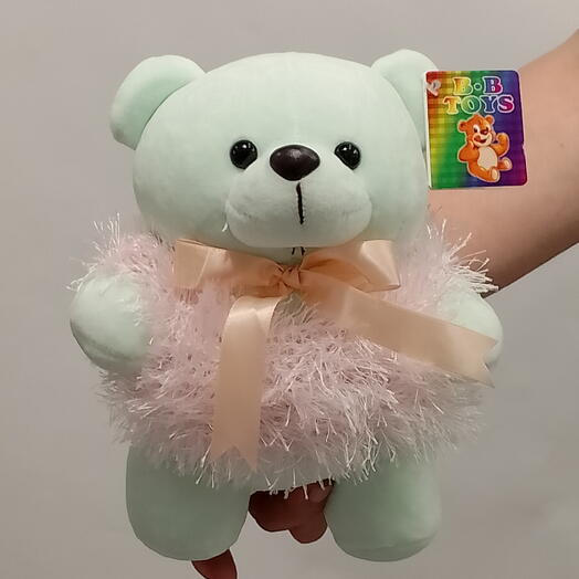 Игрушка Милый мишка цвета тифани в розовом свитере
