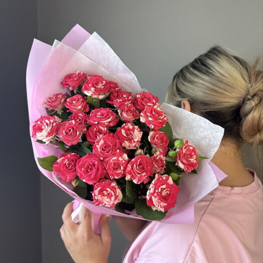 Кустовые розы двухцветные розы (5 шт)