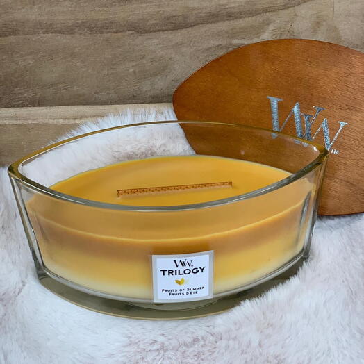 Ароматическая свеча WoodWick Летние фрукты, эллипс тройная 453 гр