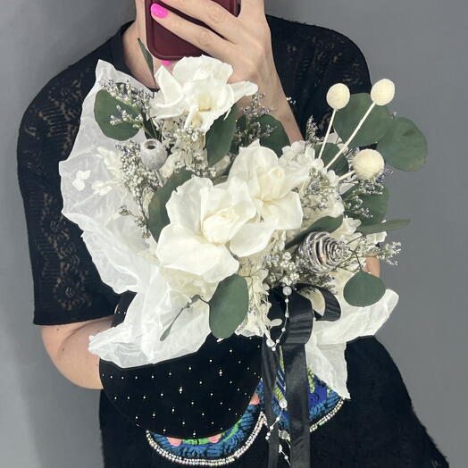 Композиция с сухоцветами 💐 стильная в графитово белых оттенках 🤍