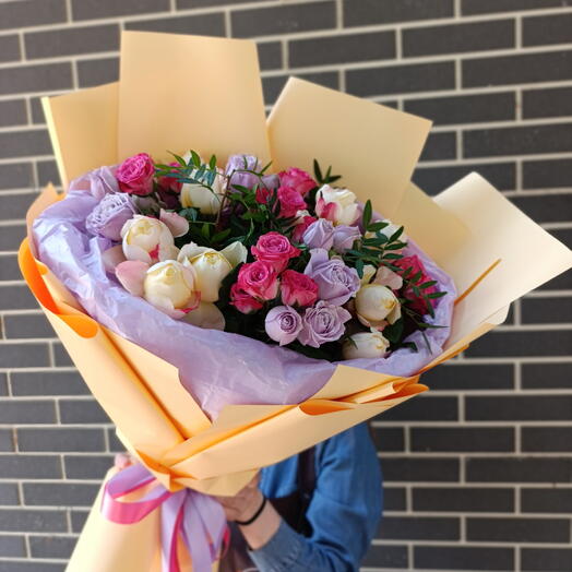 Микс кустовых пионовидных роз с ароматом чайной розы 🧡
