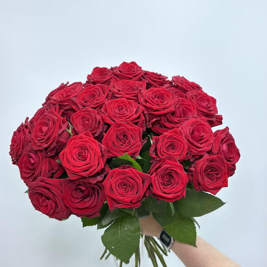 Монобукет с красными розами (30 шт.)