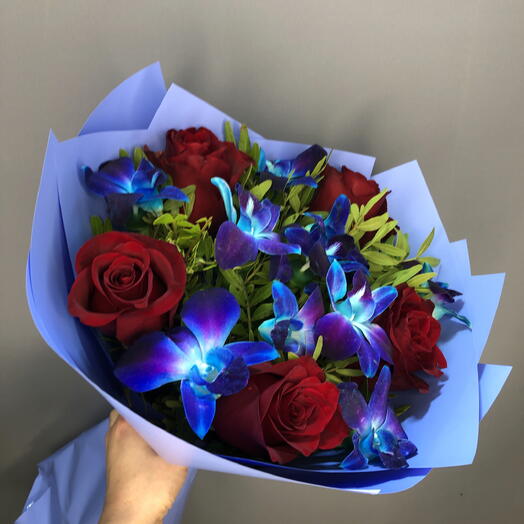 Космический букет с розами и орхидеей🌺