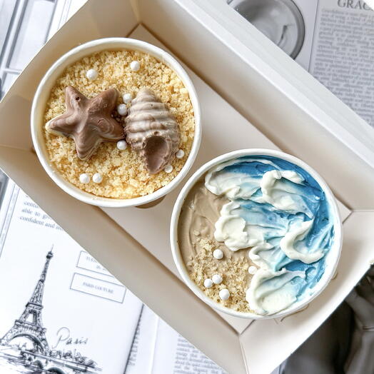 Трайфлы торт в стакане, море (кейк ту гоу) cake to go
