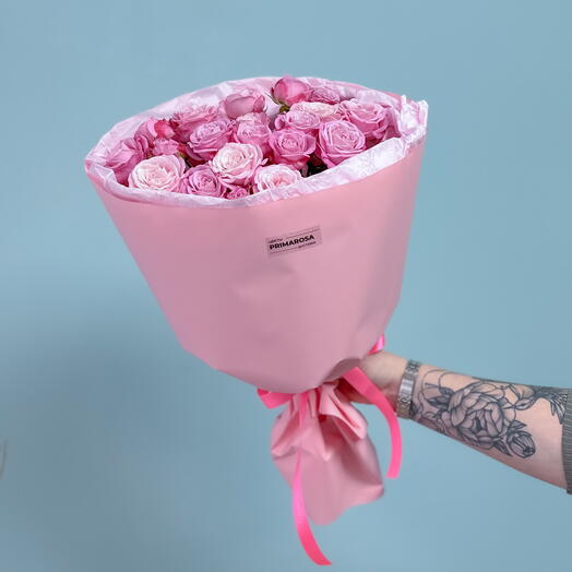 Букет из 7 кустовых роз Бомбастик «Розовая нежность» 🌸 38999