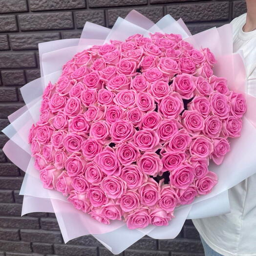 Букет из 101 розовой розы Аква 💞
