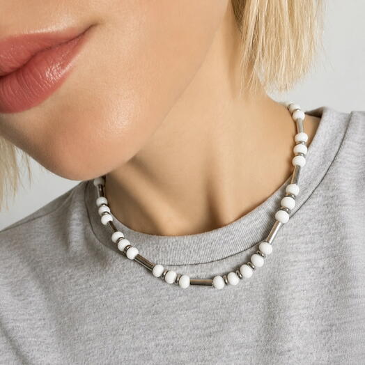 Бусы Metal Crystals White