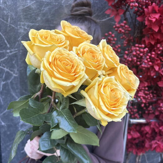 💛Акция💛 7 желтых роз