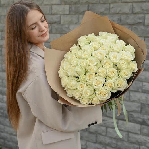 51 White roses 40 cm in craft