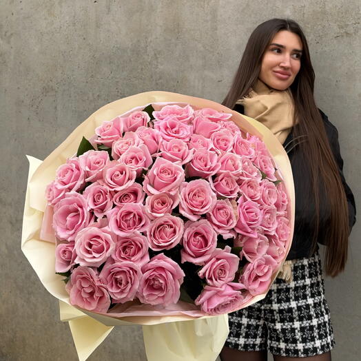 Моно из 51 розы PINKY