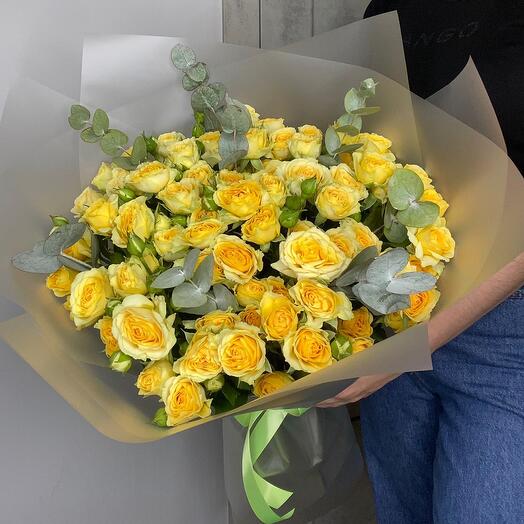 Yellow bush roses