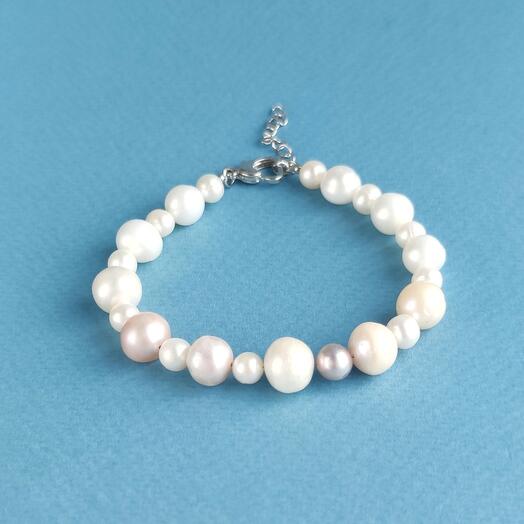 Pearl Bracelet White Pink Beige Natural