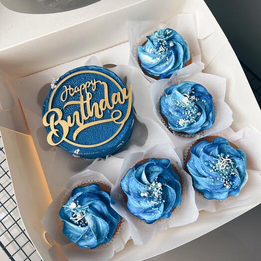 Festive set "Velour bento cake + cupcakes"