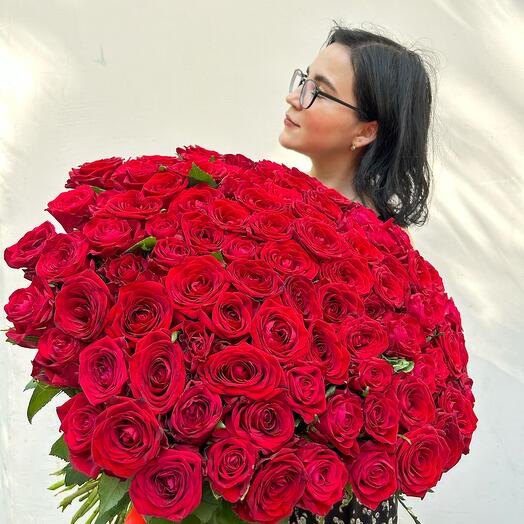 Роза красная  101 шт 50 см