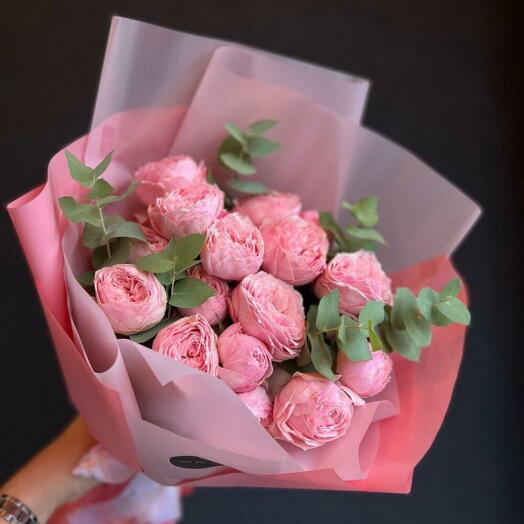 Bouquet of Bombastic Baby Roses And Eucalyptus