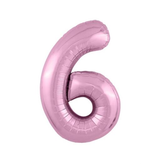 Шар-цифра "6" гелиевый, цвет розовый