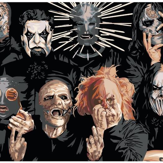Картина по номерам X-778 "Рок-группа Slipknot (Слипнот)" 50х70