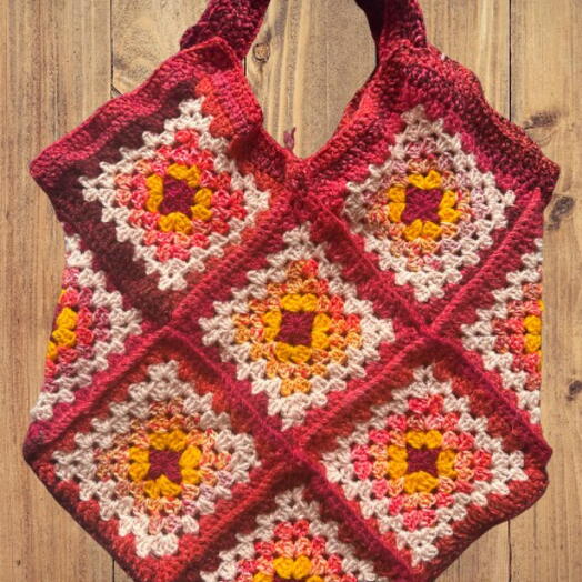 Red crocheted bag