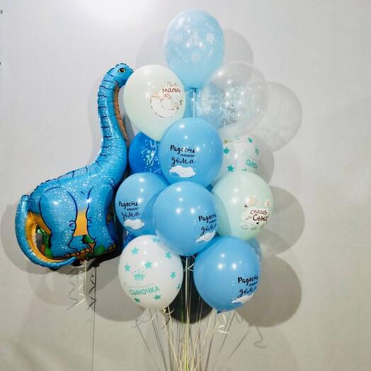 Check-out balloons with a diplodocus dinosaur 16 pcs