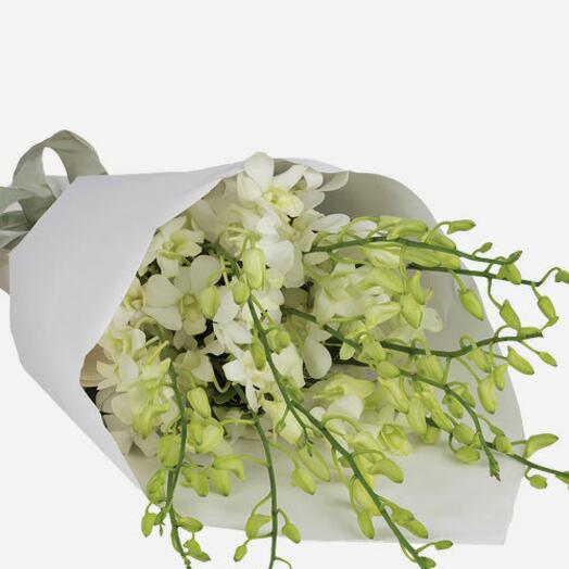 11 White Orchis Bouquet