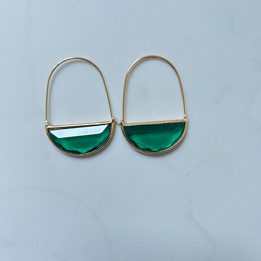 Green hoop glass earrings