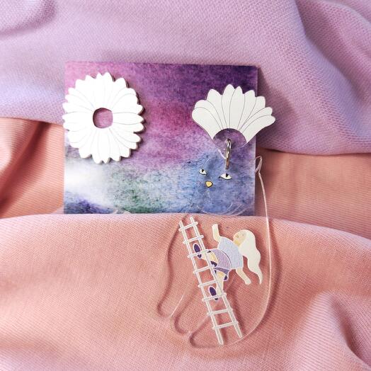 Earrings "Cat with flowers"