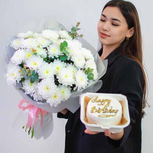 Хризантемы и бенто торт