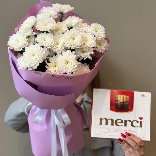 Комбо из 5 веток хризантемы и Мерси