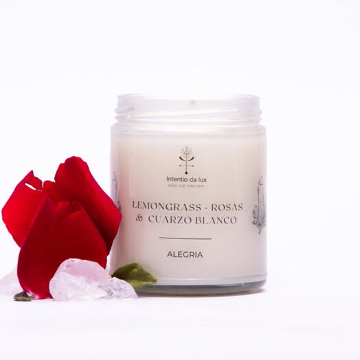 Vela lemongrass Rosas - cuarzo