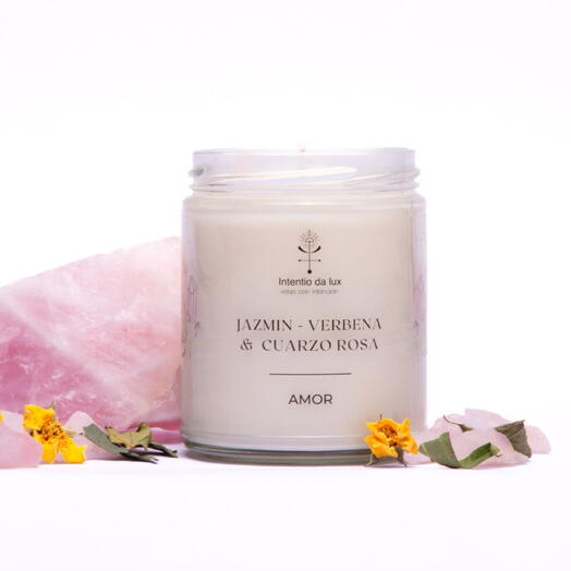 Amor Vela aromatica jazmin verbena cuarzo rosa